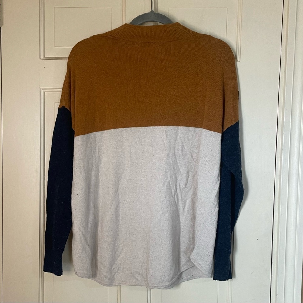 Madewell Sweater Women’s Small Colorblock Cream Mustard Mock Neck Alpaca Blend
